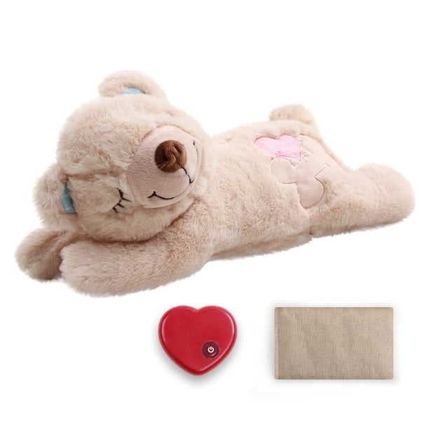PetPrime Juguete de conejo de peluche para perro con latido del corazón, con bolsa calentadora, juguete suave para aliviar la ansiedad del cachorro, latido del corazón, animal de peluche, compañero do