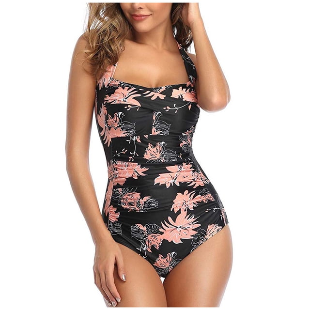 YUEHAO Trajes de baño para mujer Traje de baño de una pieza Push Up Bikini acolchado Traje de baño Traje de baño Monokini (Naranja L)