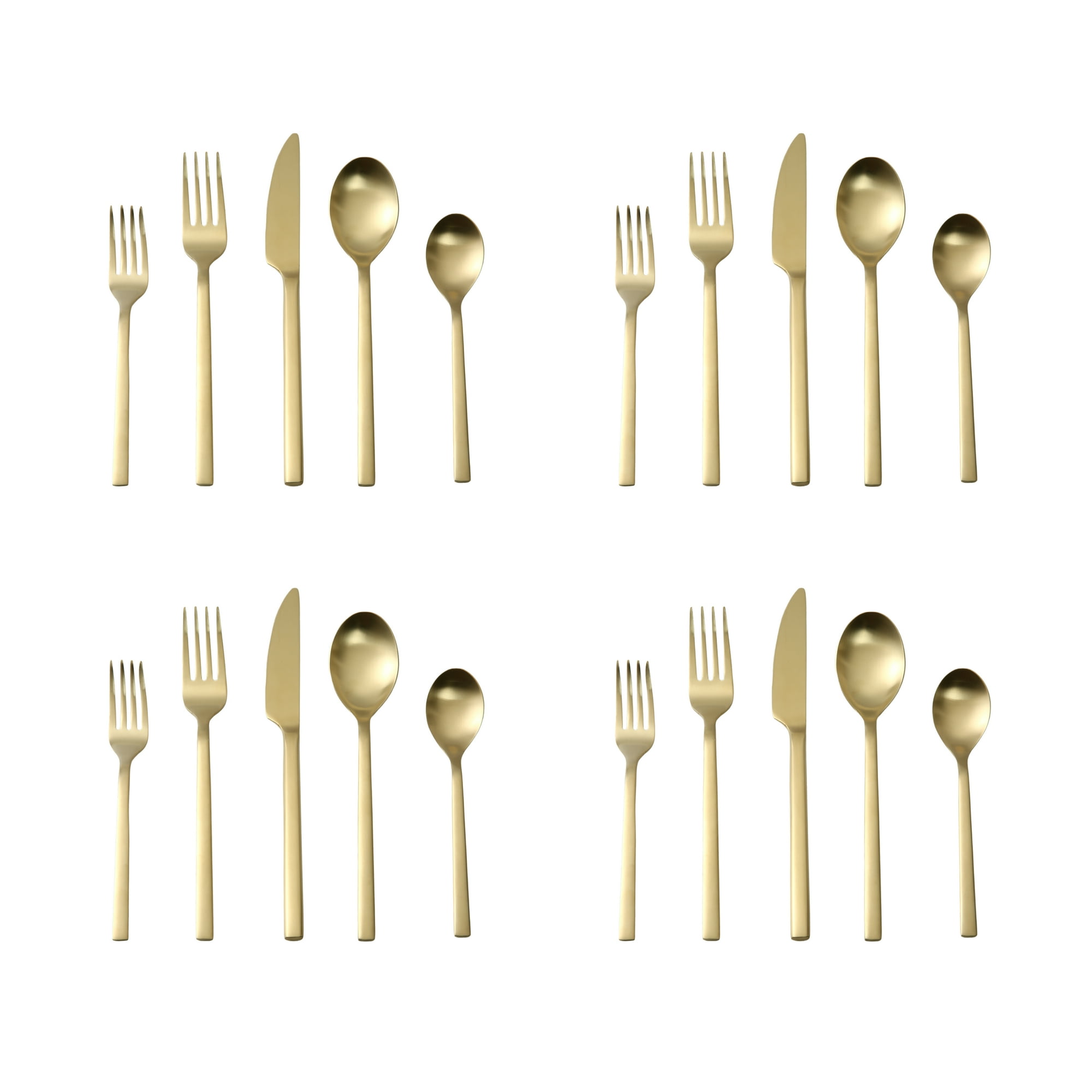 (2 pack) Better Homes & Gardens Holden Stainless Steel 20 Piece Flatware Set Gold