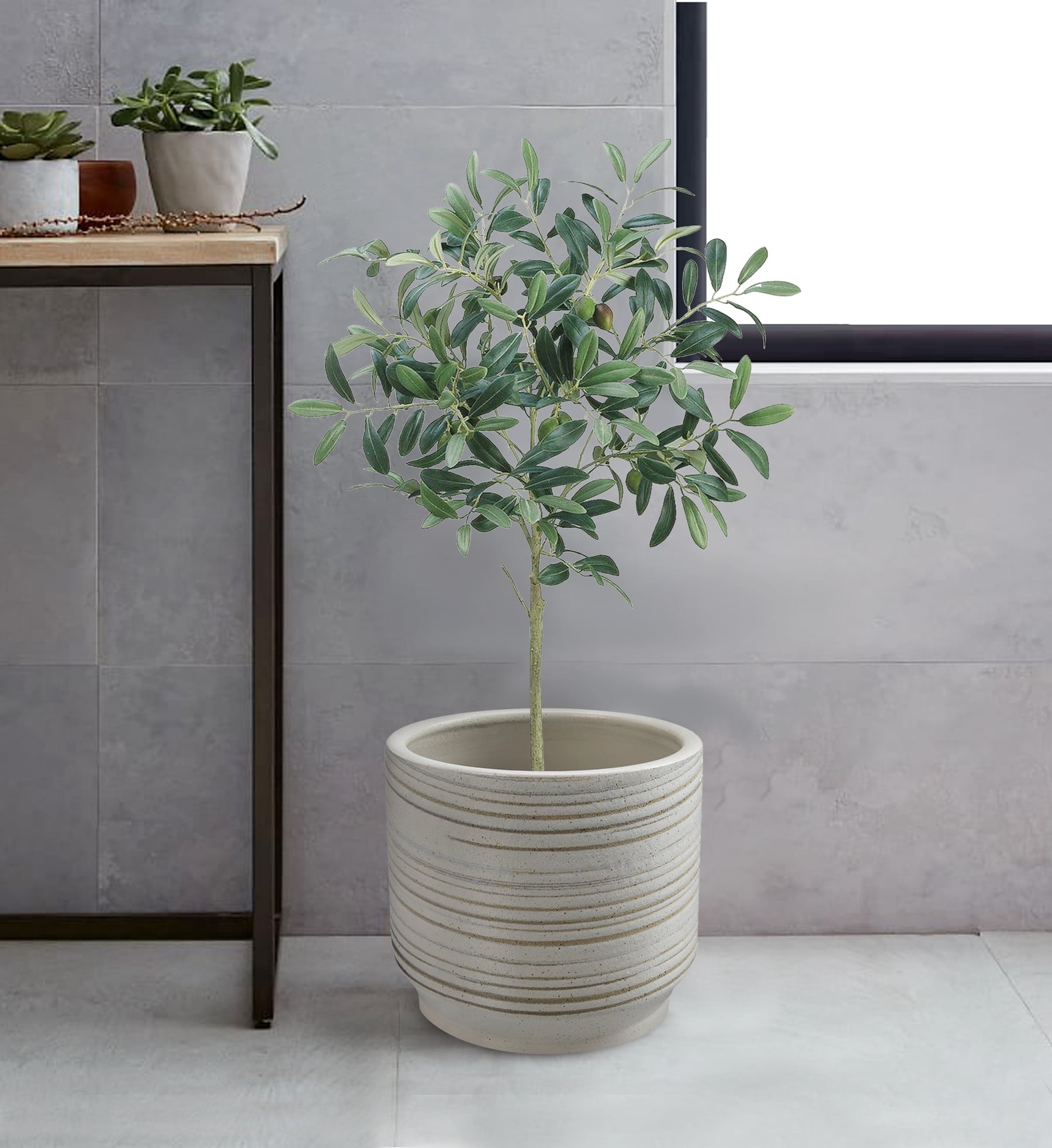 Pot Salinas 2-Tone Tall Planter Med 14x21 Asst