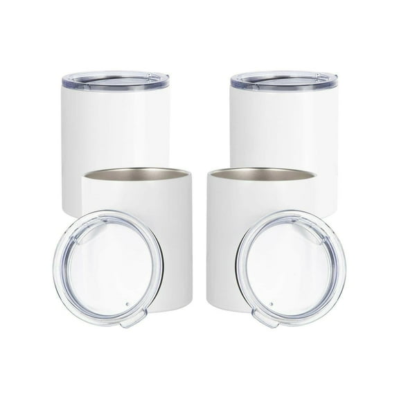 Craft Express 4 Pack 10oz Stainless Steel Sublimation Lowballs with Lids