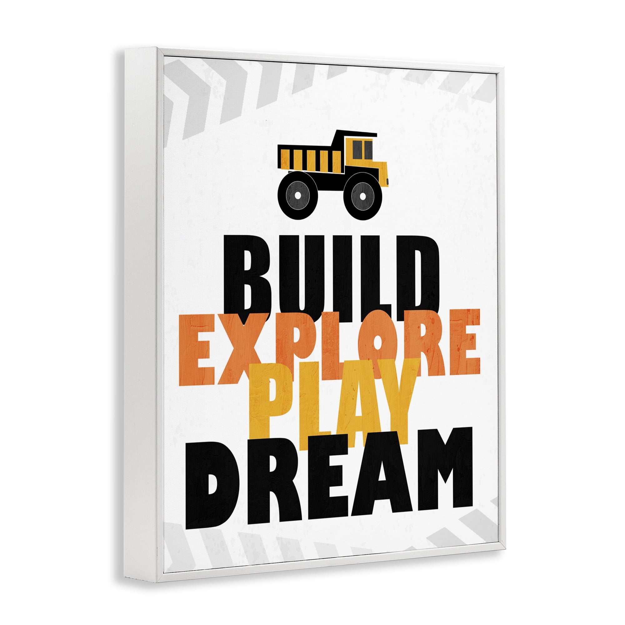 Build Explore Play Dream White Framed Giclee Art, design by Kim Allen