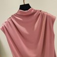 thumbnail image 3 of WTXUE Tank Tops Sleeveless, Scrunch Neck Turtleneck Tee Top Loose Tunic Cotton Tank Women Solid Casual Shirt Blouse Solid | Casual for Women Pink XL, 3 of 5
