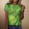 thumbnail image 2 of T-Shirts Grande Taille pour Femmes, Col Rond Ample, Manches Courtes, Pull Imprimé, Mode Décontractée, T-Shirts pour Femmes, Vert Armée TG, 2 of 4
