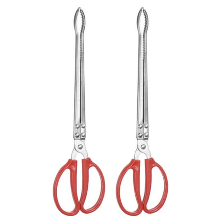 Uxcell 2pcs Long Scissor Tongs 15 Inch Stainless Steel Clamp Tongs Anti-Slip Tool Clip for Cooking Barbecue Grilling