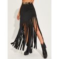 thumbnail image 3 of Women Long Skirt, Elegant High Waisted Skirt Summer Tassel Skirt for Street Party, 3 of 9