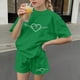 thumbnail image 5 of Vestido de manga corta para niños Día de San Patricio impreso manga corta cuello redondo y pantalones conjunto, vestido de niños casual, 5 of 6