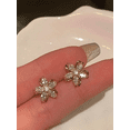 thumbnail image 2 of Floral Stud Clear, Cubic Zirconia Floral Design Earrings, Gold Plated, 2 of 4