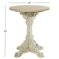 thumbnail image 4 of DecMode 26" x 29" Cream Wood Distressed Carved Scroll Accent Table with Brown Wood Top, 1-Piece, 4 of 13