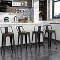 thumbnail image 5 of Andeworld Furniture Swivel Metal Bar Stools Kitchen Counter Height Stools Industrial Barstools Set of 4 (Swivel 30 inch,Matte Black Wooden), 5 of 7