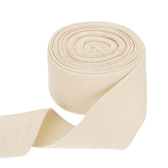 Uxcell Cotton Twill Tape Ribbon 2" 11 Yard Herringbone Webbing Tape, Beige