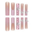thumbnail image 3 of Press on Nails GUAACCB, 24 unidades, punta francesa rosa con diamantes de imitación, 3 of 7