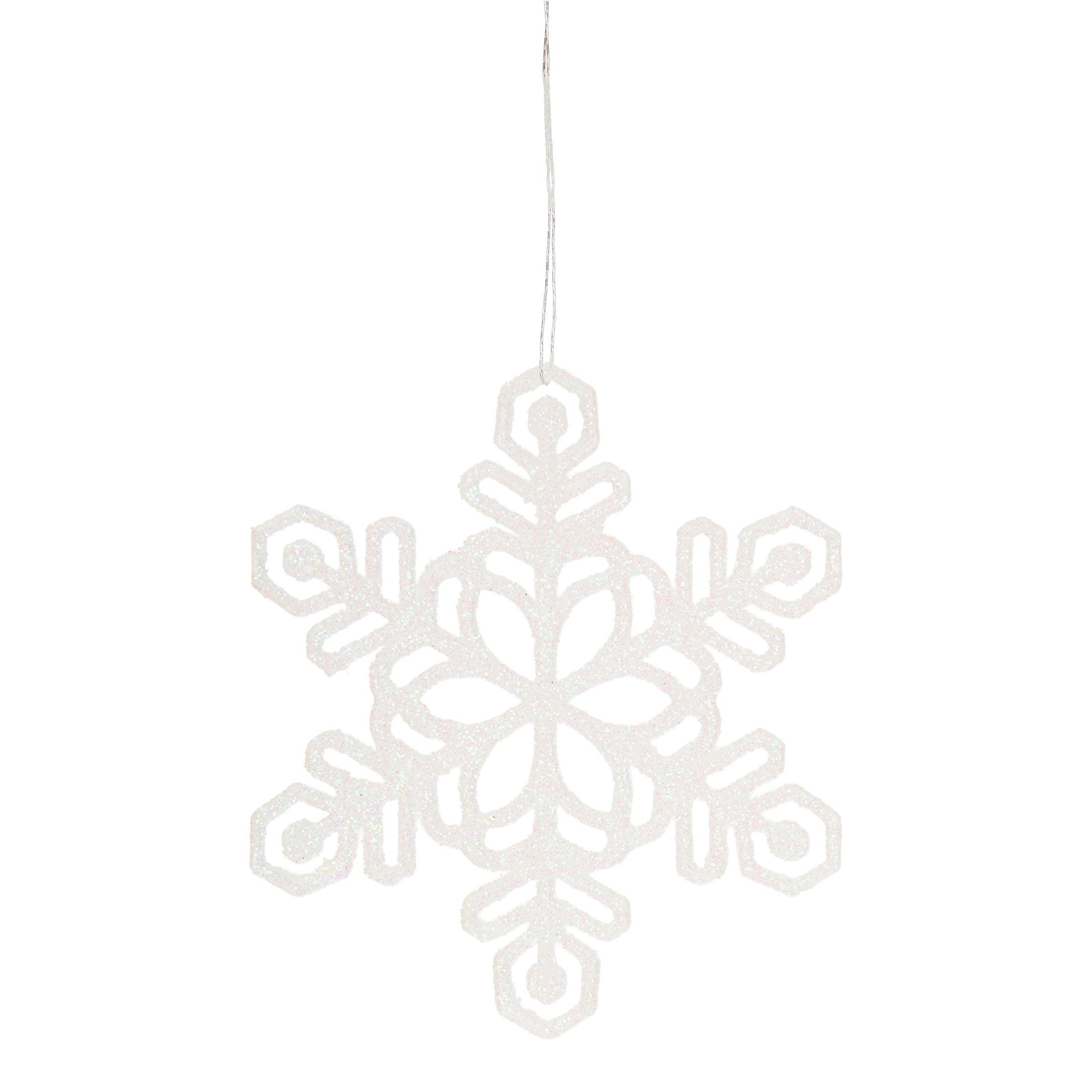 20-Count White Glitter Snowflake Christmas Ornaments, 3.9", by Holiday Time