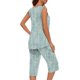 thumbnail image 5 of Conjunto de Verano para las Mujeres Impreso Casual sin Mangas Plisado Superior Y Pantalones Recortados, Cuello Redondo Conjunto de Dos Piezas, 5 of 8