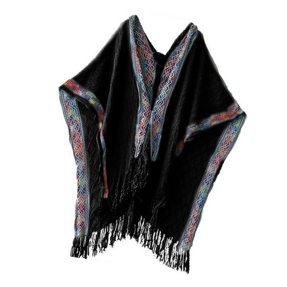 JZROCKER Fashionable Fringed Poncho Shawl for Vacation Bohemian Shawl Travel Photo Capes