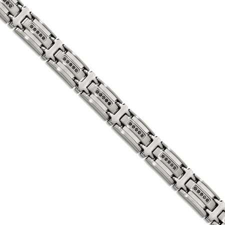 Primal Steel Black Diamond Stainless Steel Polished Bracelet, 8.5