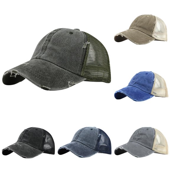 LiuXxxx Unisex Trucker Ponytail Baseball Cap with Buns Opening Adjustable Mesh Visor Hat for Women and Girls Breathable Casual Dad Style Headwear Green