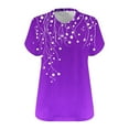 thumbnail image 5 of Plus Size Blouses for Women Casual V-Neck Fashion Printing Short Sleeve T-shirt Summer Loose Breathable Oversized Pullover Top Purple XL, 5 of 5