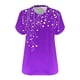 thumbnail image 5 of Camisetas Casuales de las Mujeres Más Tamaño V-Cuello Impresión Manga Corta Color Sólido Base de Verano Superior, Ligero para Diario, 5 of 9