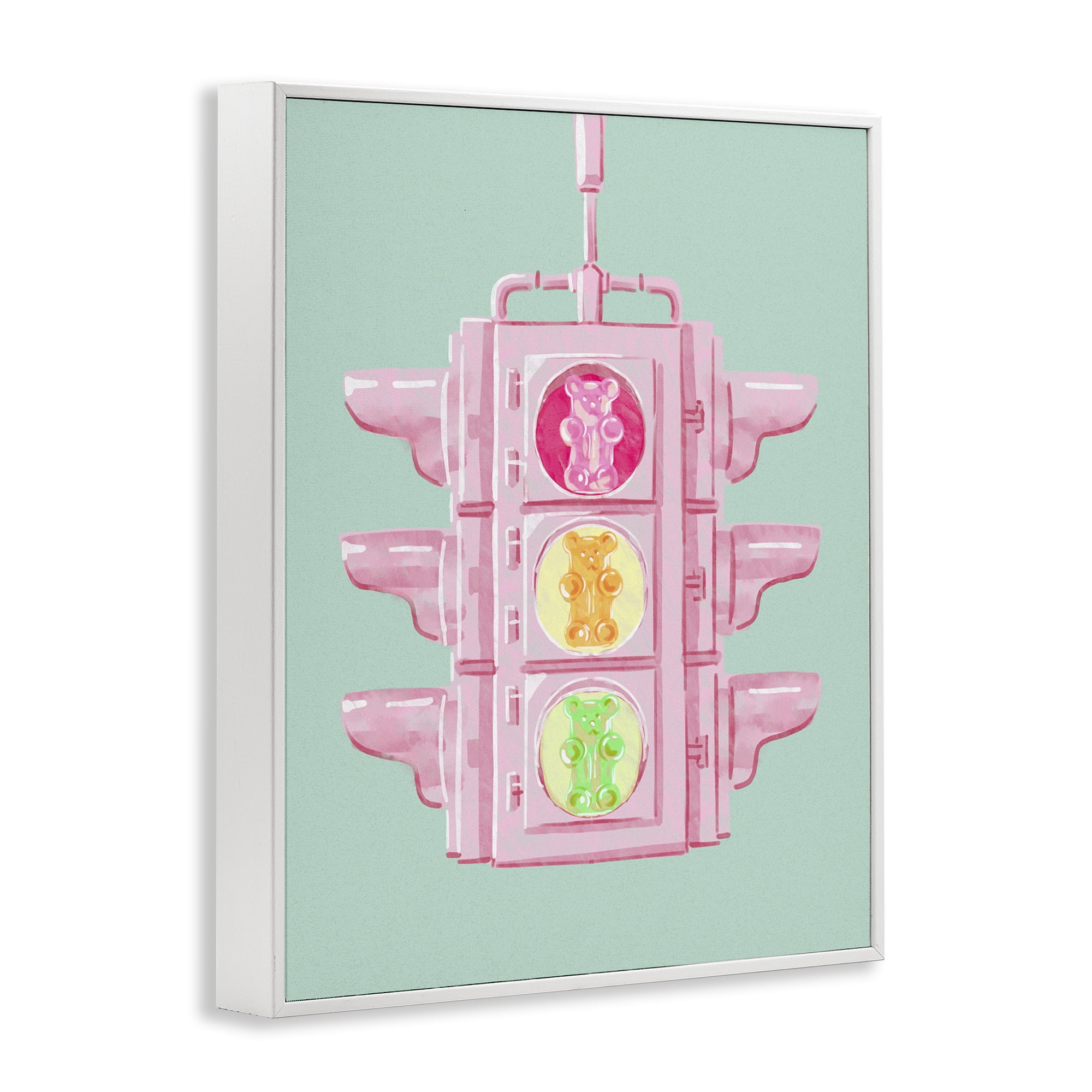 Stupell Industries Candy Bears Traffic Light Novelty Painting White Framed Art Print Wall Art, 16 x 20