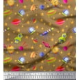 thumbnail image 1 of Soimoi Rayon Fabric Spaceship,Star & Telescope Cartoon Print Sewing Fabric Yard 56 Inch Wide, 1 of 1