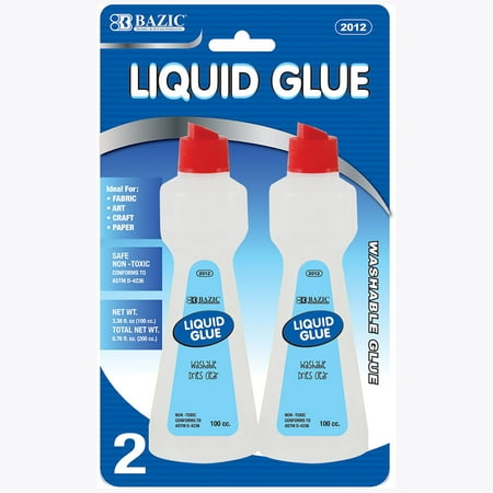 BAZIC Washable Stationery Clear Glue Liquid Pen 80 mL (2/Pack),...