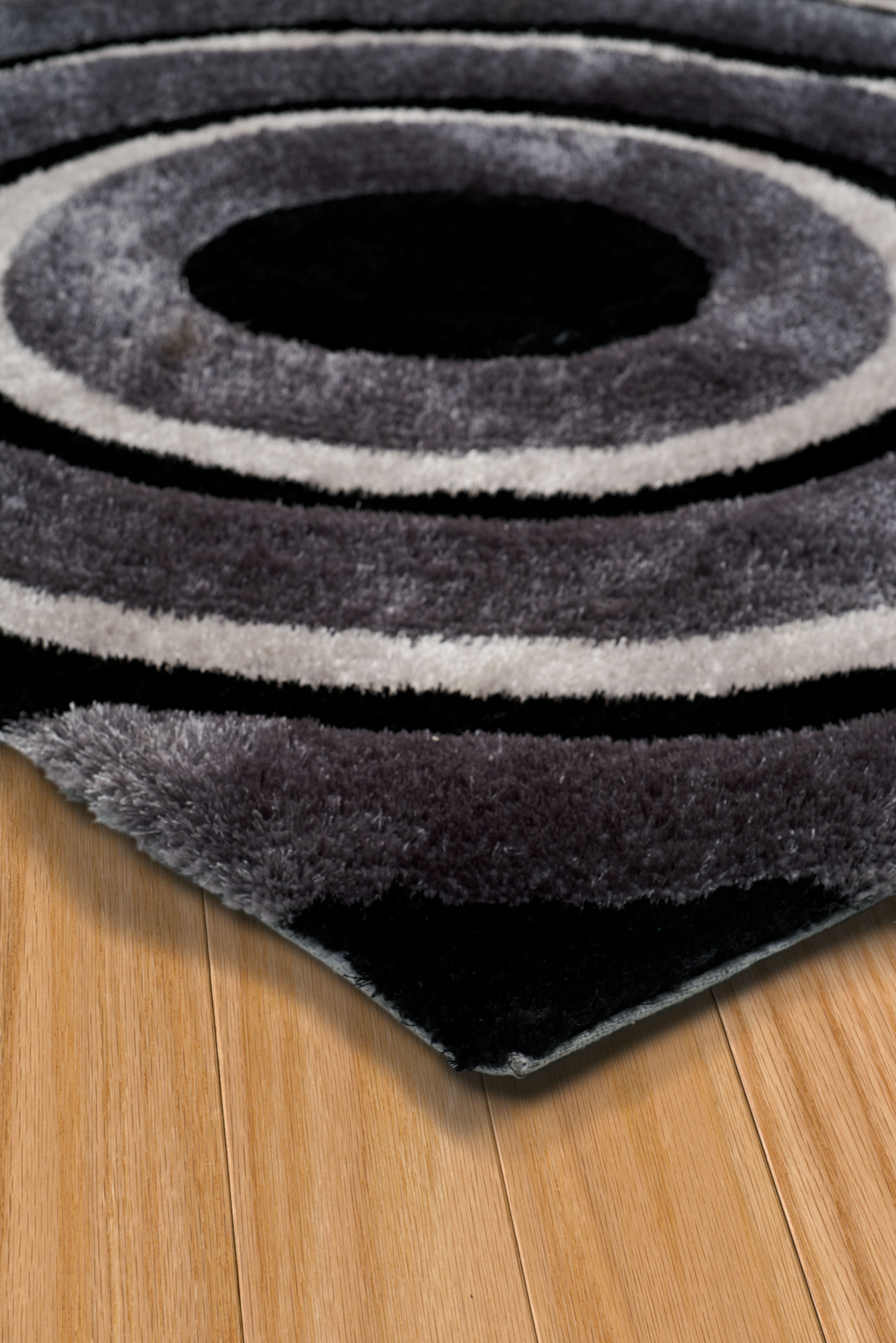 United Weavers Veria Pehme Shag Geometric Accent Rug, Black, 1'10" X 3'