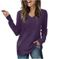 thumbnail image 1 of yoeyez Tunique en Tricot pour Femmes, Chandails à Manches Torsadées Patchwork, Col Ras du Cou Raglan, Chemises à Manches Longues, Hauts de Mode d'Automne 2024, Violet G, 1 of 6