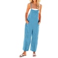 thumbnail image 2 of Women Casual Loose Wide Leg Jumpsuit Sleeveless Spaghetti Strap Romper with Pockets, 2 of 8