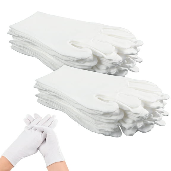 Bocaoying 30 Pcs White Cotton Gloves for Dry Hand Sleeping, Eczema Moisturizing Gloves for Men and Women, Washable Premium Cotton  Gloves for Coin Jewelry Silver Inspection