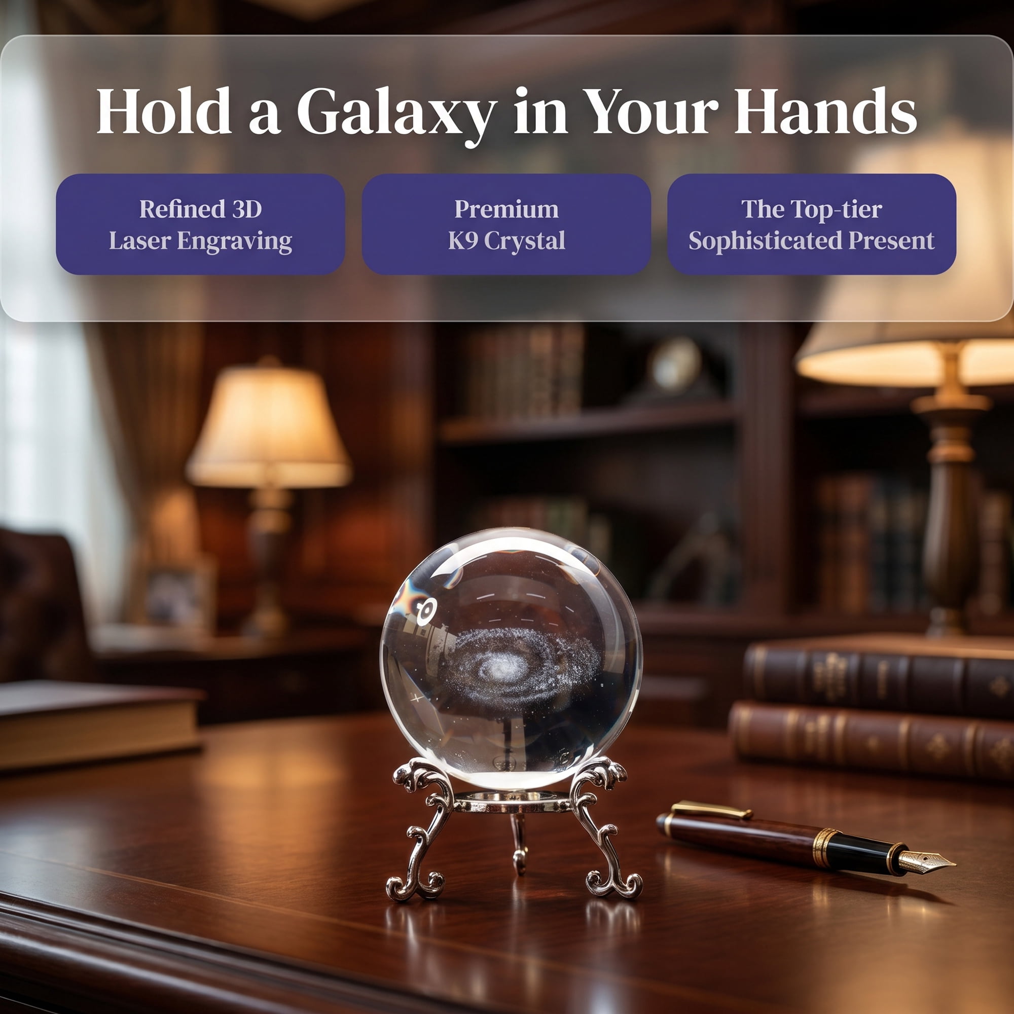 Unique Bargains Crystal Ball Figurine 3D Glass Paperweight with Base Clear Style B