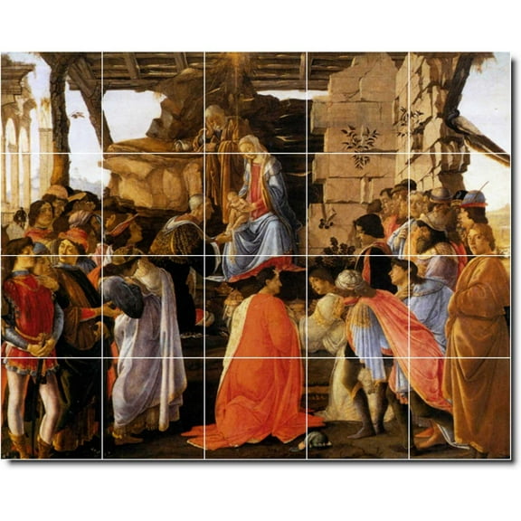 Ceramic Tile Mural-Sandro Botticelli Religious Custom Tile Mural 29. 21.25" w x 17" h using (20) 4.25 x 4.25 ceramic tiles