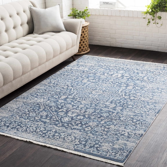 Hauteloom Yorkana Living Room, Bedroom Area Rug - Traditional - Blue, Mustard, Light Blue - 2' x 2'11"