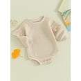 thumbnail image 3 of Bagilaanoe Newborn Baby Girl Oversized Romper Sweatshirt Long Sleeve Bodysuits Letter Print Pullover 3M 6M 12M 18M Infant Casual Tee Tops, 3 of 9