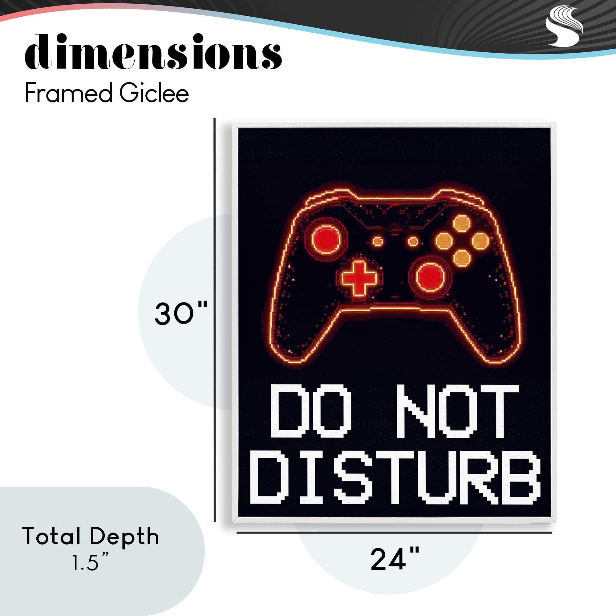 Do Not Disturb Neon Control White Framed Giclee Art, design by Kim Allen