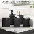 thumbnail image 2 of 6-Piece Black Bathroom Set - Sleek Resin Organizer with Soap Dispenser, Toothbrush Holder, Vanity Tray, Tumbler & Apothecary Jars for Small Spaces, 2 of 8