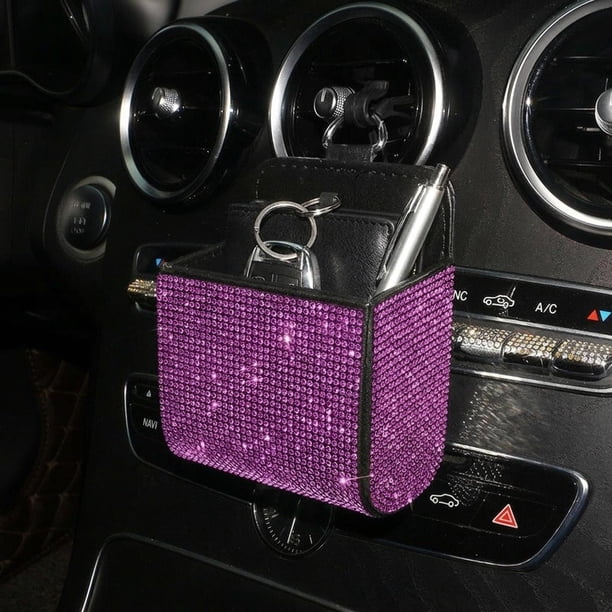 Caja de almacenamiento para rejilla de ventilación del coche, soporte para teléfono, soporte para gafas de sol, accesorios para coche para monedas Rosa