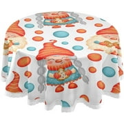 SKYSONIC Round Tablecloth 60In,Christmas Gnomes Table Cover Water Resistant Spill Proof Large Table Cover for Indoor & Outdoor Family Gathering Dinner, BBQ Christmas Decoration115