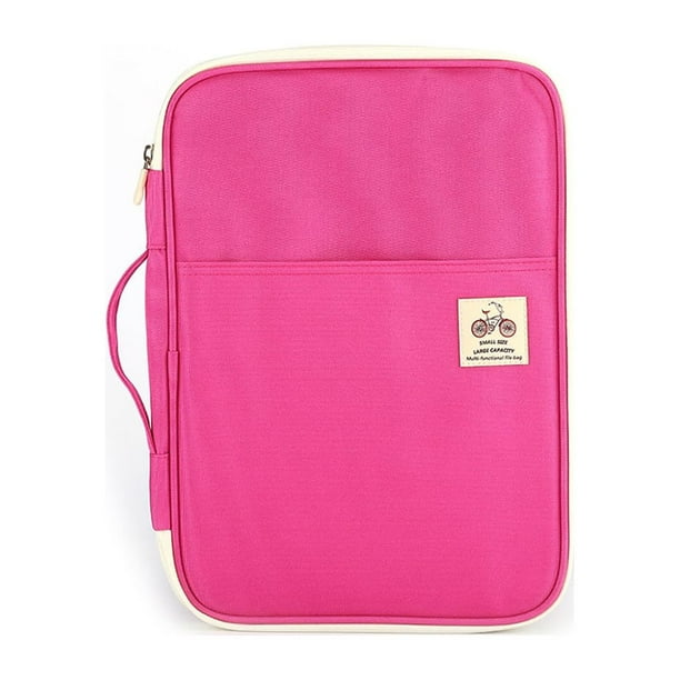 Qarigey Bolsa de papel para archivos A4, carpeta de almacenamiento de tela Oxford para documentos de sala de reuniones, bolsa con cierre de Bolsas de mensajero y de hombro Rosa roja