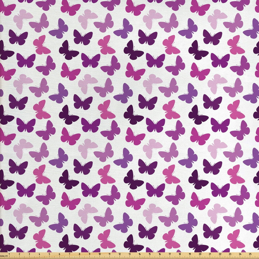 Butterfly Fabric by The Yard, Butterfly Artwork with Swirled Wings