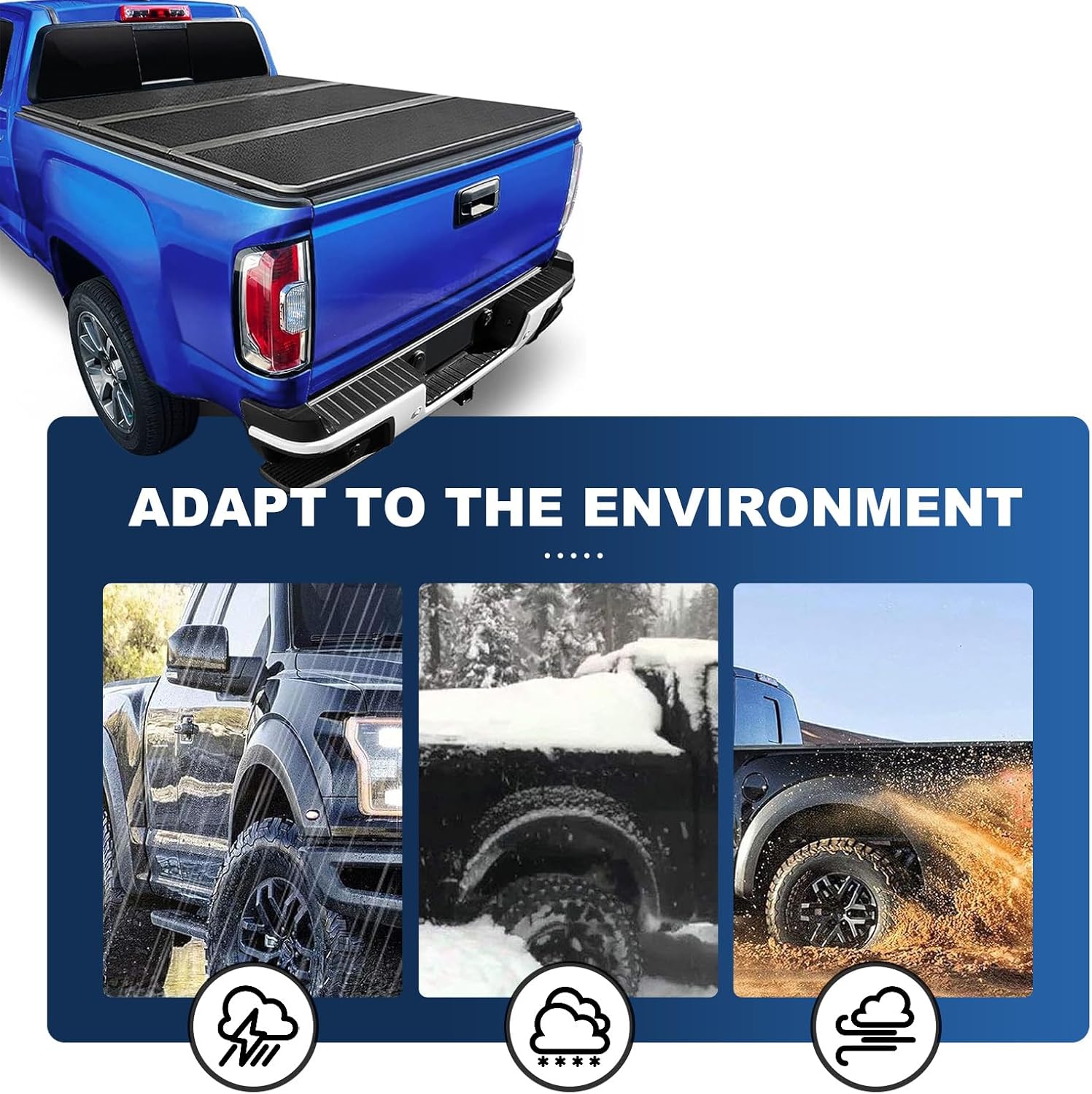 HOUGEET 5.2 FT Hard Tri-Fold Truck Bed Cover Fit for Chevy Colorado 2015-2025 Gmc Canyon Tonneau Cover (60-62.4 Inch)