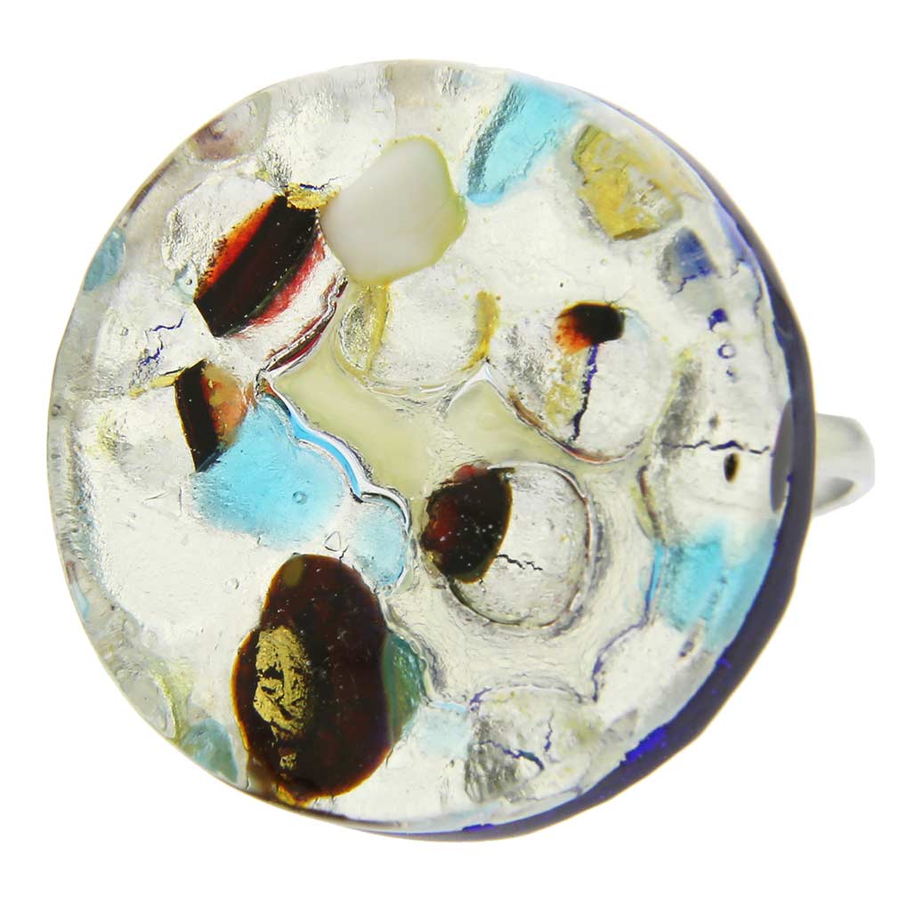 Round With Adjustable Band #1 GlassOfVenice Murano Glass Venetian Reflections Ring