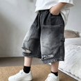 thumbnail image 5 of UACY Long Ripped Baggy Jean Shorts Jorts Baggy Short Jeans Y2K Jorts Short Jeans with Pockets Trendy Baggy Summer Jorts (Black, 18-24 Months), 5 of 8