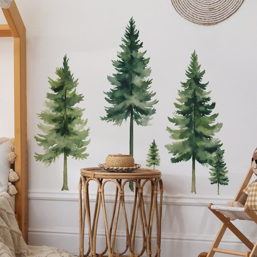 Pine Tree Wall Art - Pine Tree Wall Decal, Wall Stickers Peel and Stick DIY Removable tree Walls Murals Decor for Living Room Bedroom Classroom Nursery glass decals
