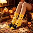 thumbnail image 5 of Huowey Halloween Socks For Men Women Crew Cotton Pumpkin Ghost Pattern Fall Winter Soft Festival Party Socks, 5 of 5