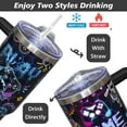 thumbnail image 6 of 40 oz Halloween Tumbler with Lid and Straw - 5D Bat Print Tumblers with Handle Halloween Stainless Steel Insulated Travel Cup Black Coffee Cups Gifts for Women Men Adults, 6 of 6