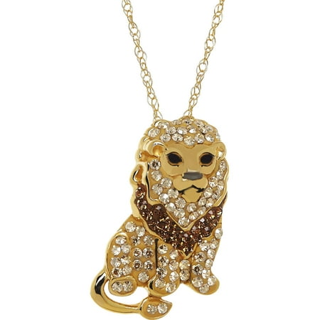 Animal Planet; Lion Pendant made with Swarovski Elements in Gold-Plated Sterling Silver, 18