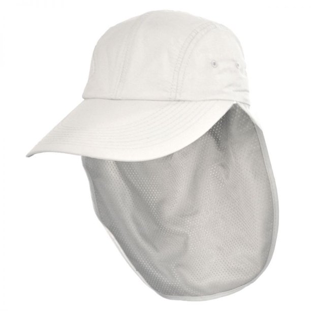 UPF 50+ Neck Flap Adjustable Baseball Cap L/XL White
