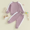 thumbnail image 2 of Gupgi Toddler Baby Girls Long Sleeve Crewneck Contrast Color Sweatshirts Jogger Pants Set 2Pcs Fall Winter Outfits, 2 of 8