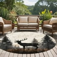 thumbnail image 5 of 7Ft Round Rug, Forest Elk Non-Skid Rubber Backing Large Area Rugs - Living Room Bedroom Home Office, Rustic Nature Tree Retro Deer Silhouette Indoor Floor Mat Carpets Washable Rug, 5 of 9